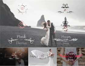 Pr字幕模板 12组4K优雅婚礼标题文字天鹅皇冠 Pr图形模板